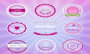 9 candy shop label vector